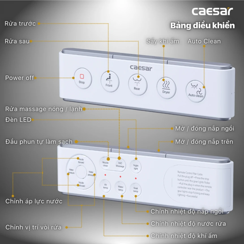 Bồn Cầu 1 khối CAESAR C1363F Nắp Rửa Điện Tử TAF610H