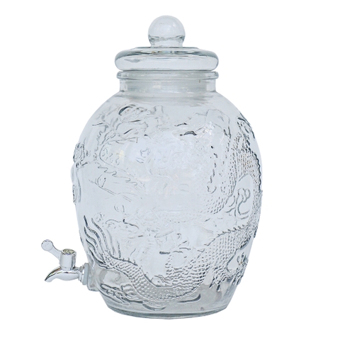 Bình thủy tinh ngâm rượu 19 lít long phụng có vòi