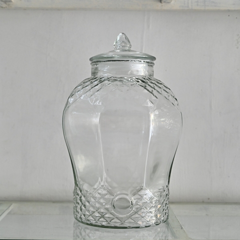 Bình thủy tinh ngâm rượu 10 lít kim cương có vòi