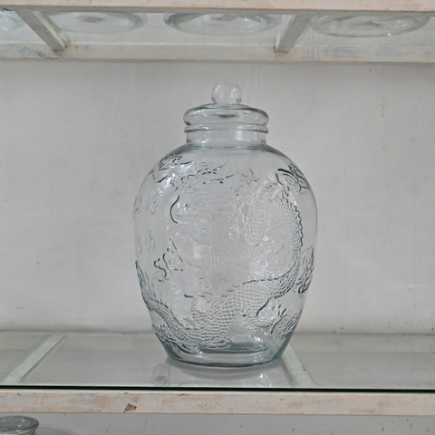 Bình thủy tinh ngâm rượu 19 lít long phụng có vòi