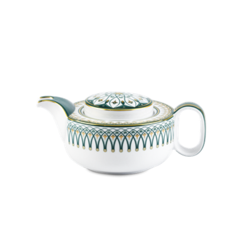 Bình trà sứ Minh Long 0.38 L + nắp - Gastroline - Đồng Tâm Xanh Lá