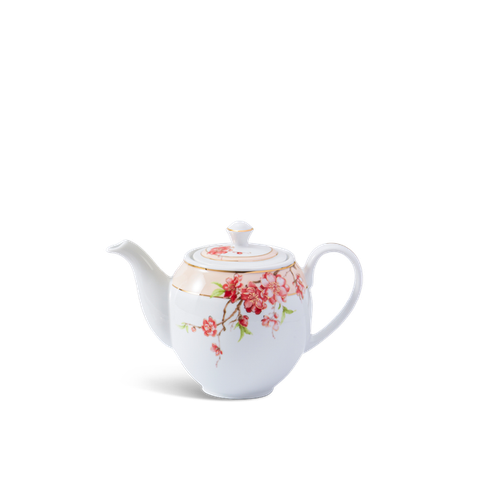 Bình trà sứ Minh Long 0.8 L + nắp - Camellia - Hoa Đào