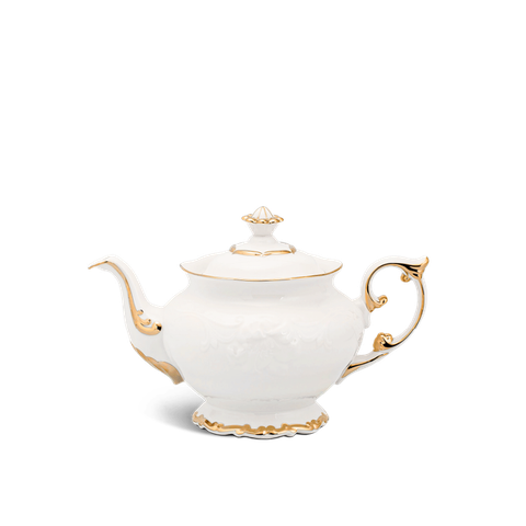Bình trà sứ Minh Long 1.3 L + nắp - Chỉ vàng
