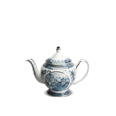 Bình trà sứ Minh Long 1.3 L + nắp - Hoàng Cung - Hồn Việt vàng