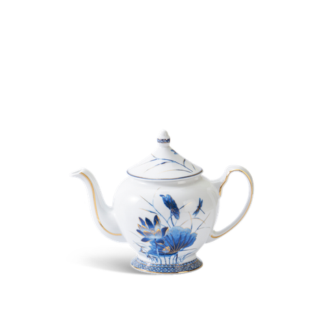 Bình trà sứ Minh Long 1.3 L + nắp - Hoàng Cung - Sen Vàng