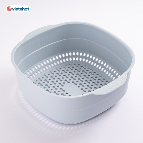 Bộ chậu rổ Nhật vuông trung Hokori nhựa Việt Nhật 2338