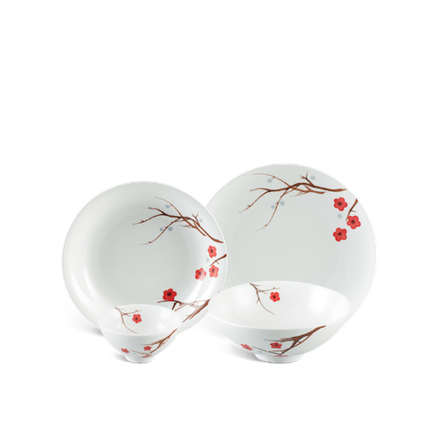Bộ đồ ăn sứ Minh Long 09 sản phẩm - Daisy - Hồng Mai