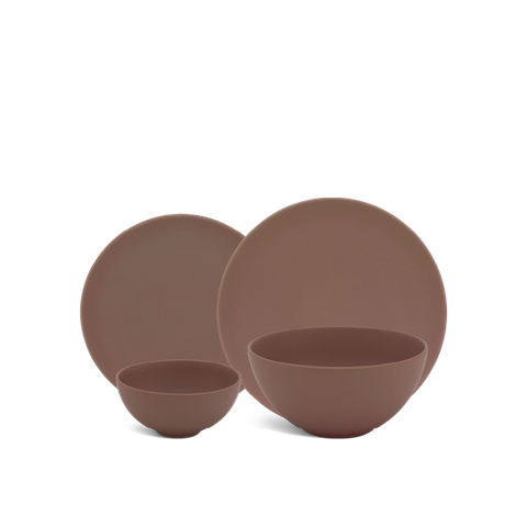 Bộ đồ ăn sứ Minh Long 09 sản phẩm - Timeless - Màu Nâu