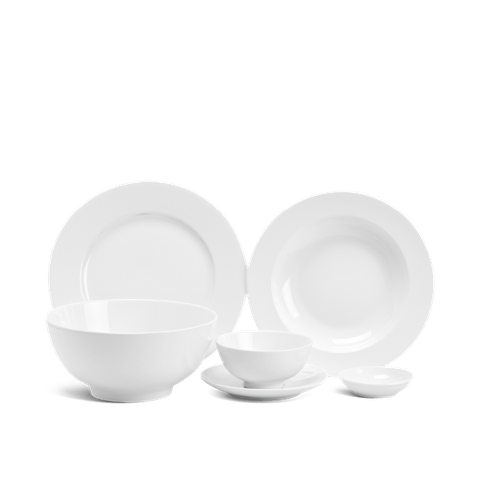 Bộ đồ ăn sứ Minh Long 10 người 36 sản phẩm - Jasmine - Trắng