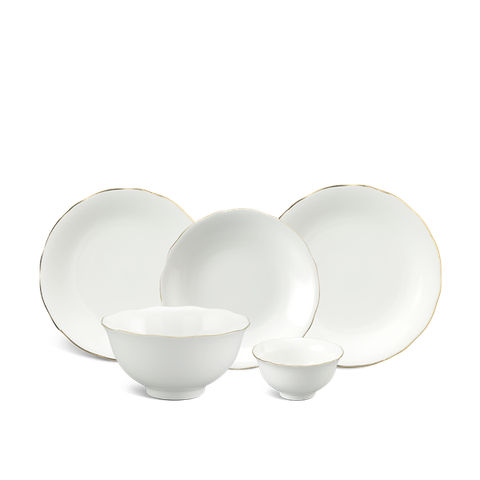 Bộ đồ ăn sứ Minh Long 14 sản phẩm - Mẫu Đơn IFP - Chỉ Vàng