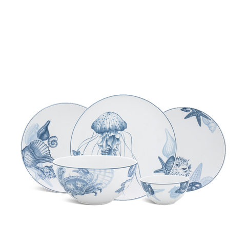 Bộ đồ ăn sứ Minh Long 17 sản phẩm - Timeless - Đại Dương Sương Mờ