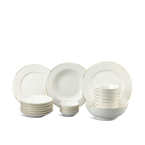 Bộ đồ ăn sứ Minh Long 22 sản phẩm - Jasmine - Chỉ Vàng