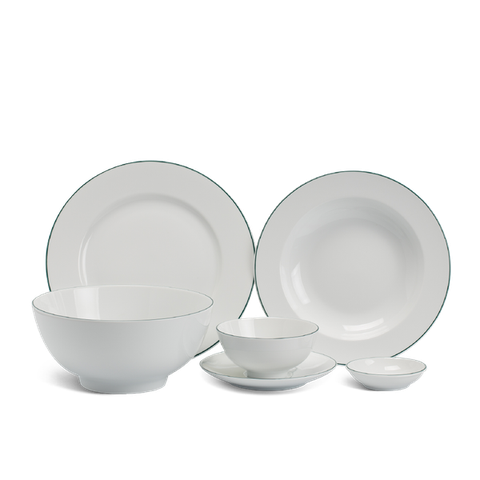 Bộ đồ ăn sứ Minh Long 22 sản phẩm - Jasmine - Chỉ Xanh Lá
