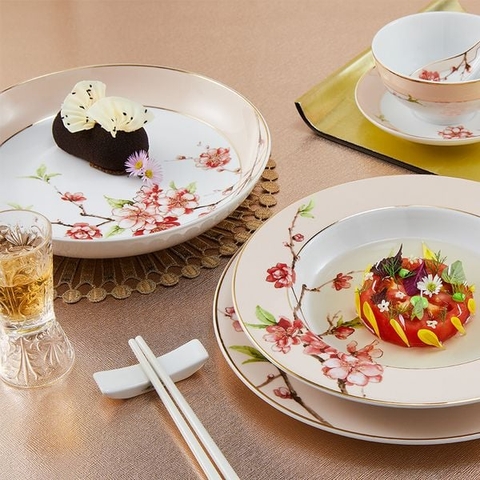 Bộ đồ ăn sứ Minh Long 23 sản phẩm - Camellia - Hoa Đào