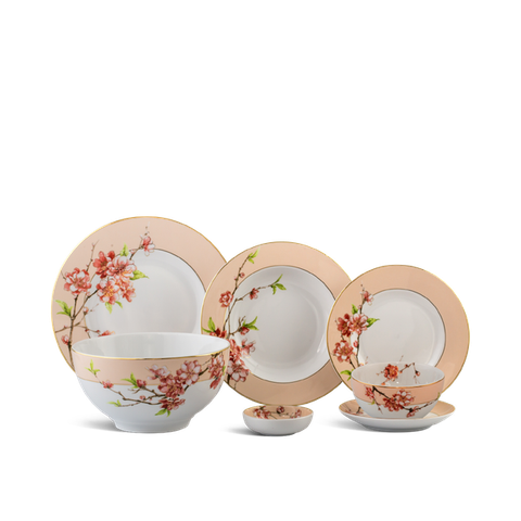 Bộ đồ ăn sứ Minh Long 23 sản phẩm - Camellia - Hoa Đào