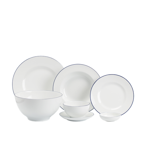 Bộ đồ ăn sứ Minh Long 25 sản phẩm (B) - Camellia - Chỉ Xanh Dương