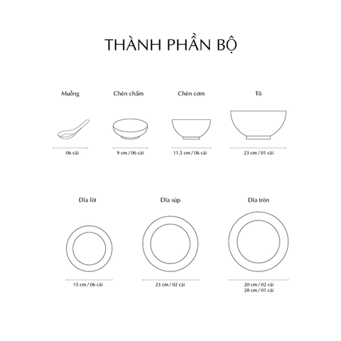 Bộ đồ ăn sứ Minh Long 30 sản phẩm - Hoàng Cung - Hồn Việt