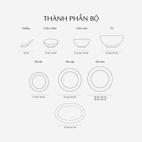 Bộ đồ ăn sứ Minh Long 10 người 48 sản phẩm - Hoàng Cung - Hồn Việt