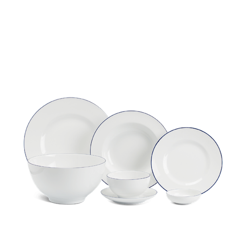 Bộ đồ ăn sứ Minh Long 6 người 25 sản phẩm - Camellia - Chỉ Xanh Dương