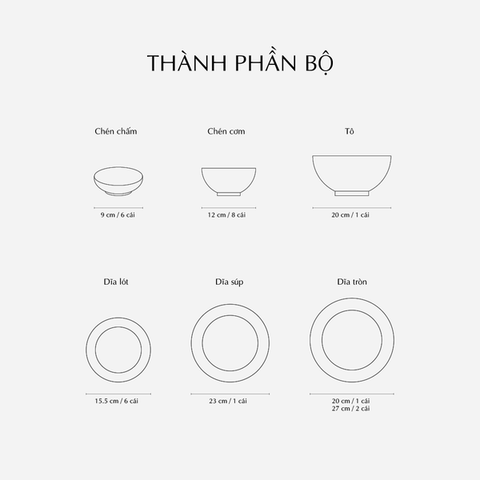 Bộ đồ ăn sứ Minh Long 6 người 25 sản phẩm - Camellia - Hương Biển kem
