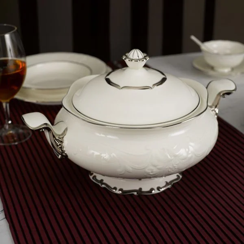 Bộ đồ ăn sứ Minh Long 6 người 32 sản phẩm - Đài Các IFP - Chỉ Bạch Kim