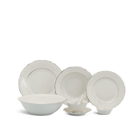 Bộ đồ ăn sứ Minh Long 6 người 32 sản phẩm - Đài Các IFP - Chỉ Bạch Kim