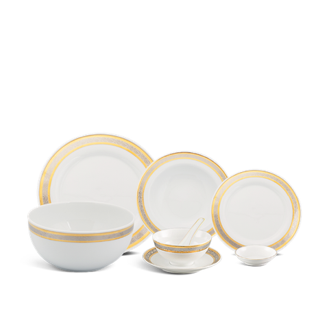 Bộ đồ ăn sứ Minh Long 6 người 32 sản phẩm - Sago - Hoa Hồng