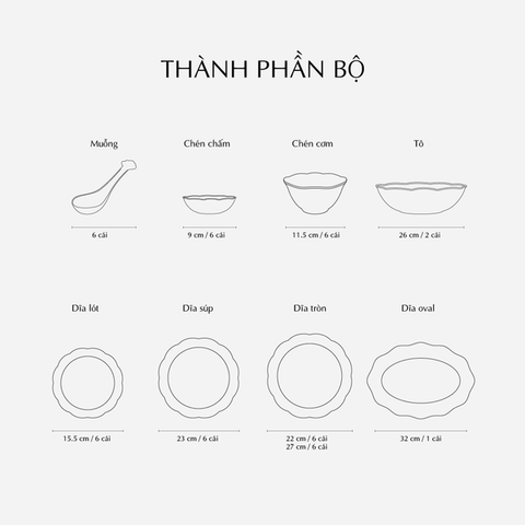 Bộ đồ ăn sứ Minh Long Âu-Á 45 sản phẩm - Đài Các - Trang Trí Bạch Kim