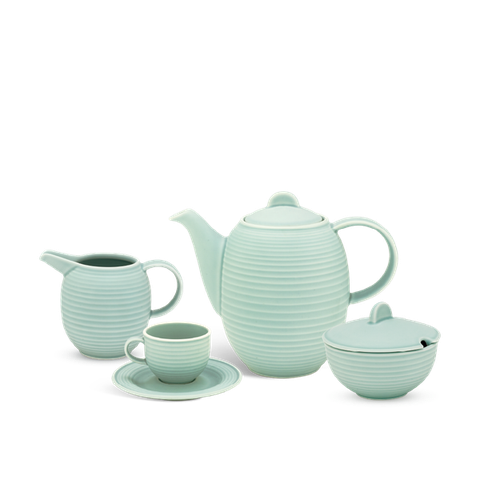 Bộ trà sứ Minh Long 1.3 L Cordon - Men Ngọc Sương Mờ