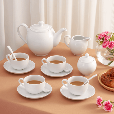 Bộ trà sứ Minh Long 0.5 L - Camellia - Trắng