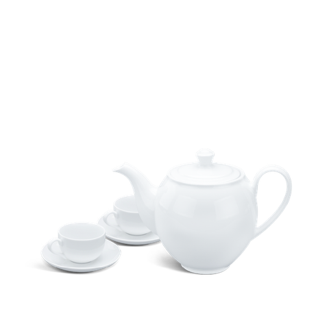 Bộ trà sứ Minh Long 0.5 L - Camellia - Trắng