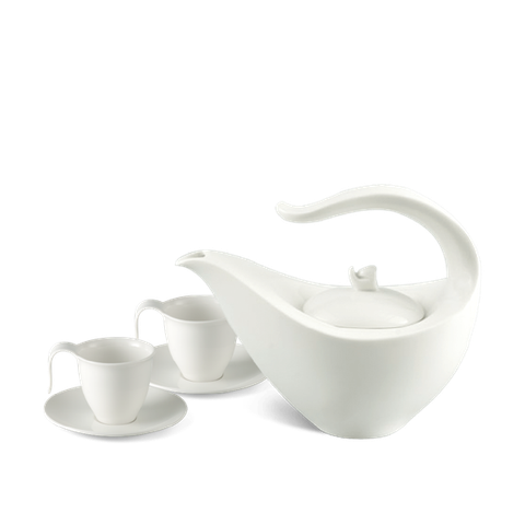 Bộ trà sứ Minh Long 0.45 L - Anh Vũ IFP - Trắng Ngà