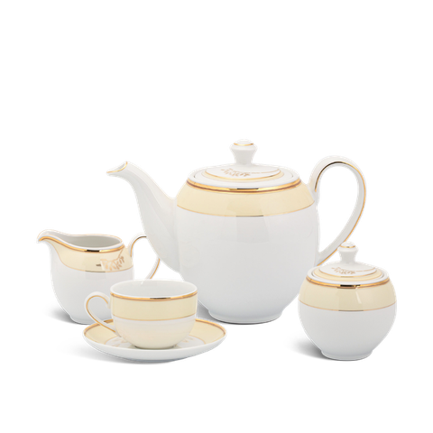 Bộ trà sứ Minh Long 1.1 L - Camellia - Hương Biển kem