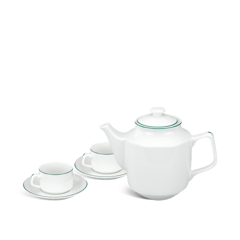 Bộ trà sứ Minh Long 1.1 L - Jasmine - Chỉ Xanh Lá
