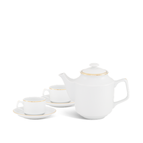 Bộ trà sứ Minh Long 0.7 L - Jasmine - Viền chỉ vàng