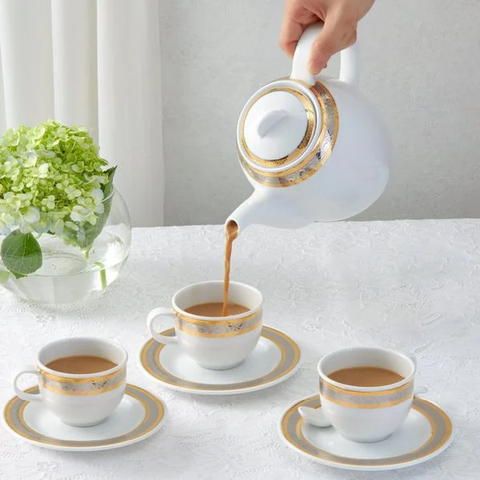 Bộ trà sứ Minh Long cao 0.8 L - Sago - Hoa Hồng