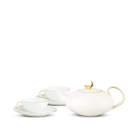 Bộ trà sứ Minh Long elip 0.47 L - Anna - Viền Chỉ Vàng (Minh Nguyệt)