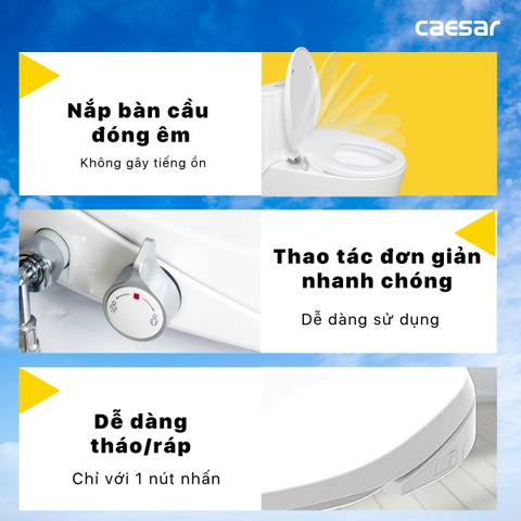Bồn cầu 1 khối Caesar CD1353F nắp rửa cơ TAF060