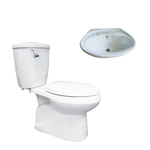 Bồn cầu 2 khối Thiên Thanh Ruby I nắp êm+lavabo LT04