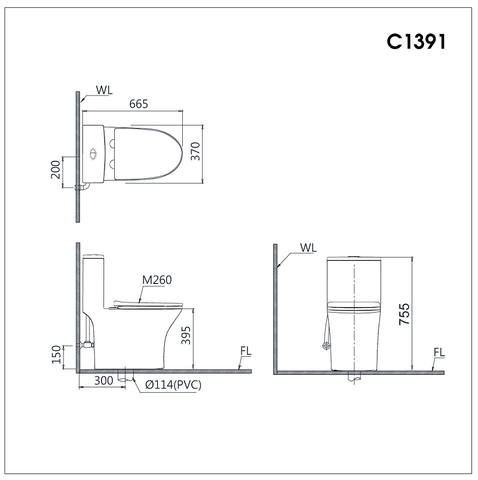 Bồn cầu 1 khối Caesar CD1391