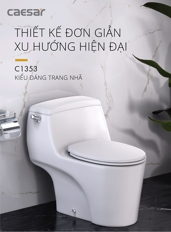 Bồn cầu 1 khối Caesar CD1353F nắp rửa cơ TAF060