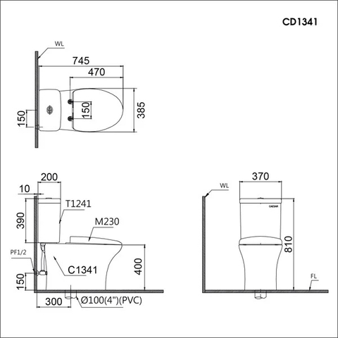 Bồn cầu 2 khối Caesar CD1341