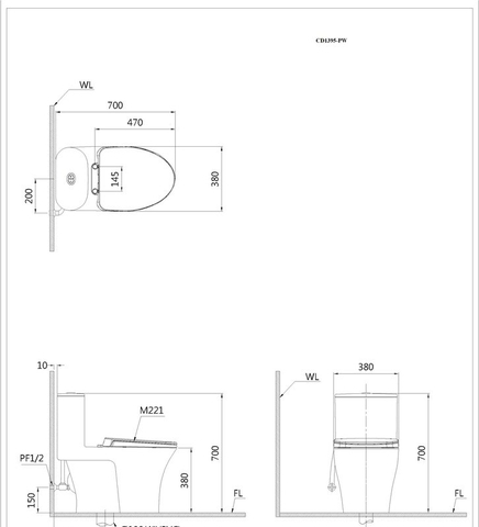Bồn cầu 1 khối Caesar CD1395