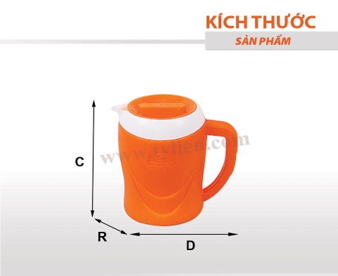 Ca Giữ Nhiệt (loại 1) - 700ml nhựa Tý Liên No.1009