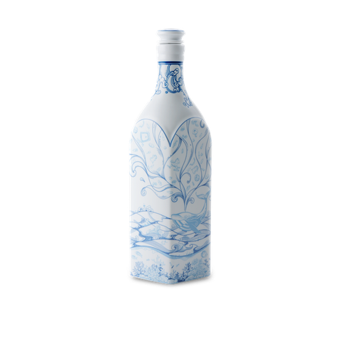 Chai sứ dưỡng sinh vuông sứ Minh Long 1.0 L + nắp (K1) - Dưỡng Sinh - Biển Xanh
