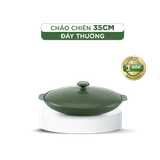 Chảo chiên dưỡng sinh sứ Minh Long Healthycook 35 cm + nắp