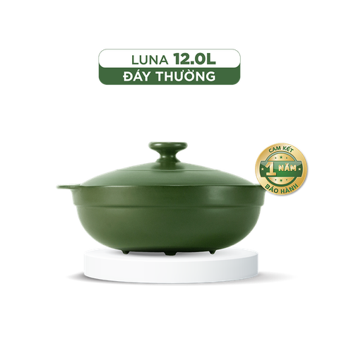 Chảo dưỡng sinh sứ Minh Long Healthycook Luna (Chảo xào) 12 L + nắp