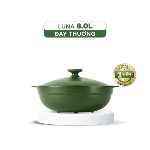 Chảo dưỡng sinh sứ Minh Long Healthycook Luna (Chảo xào) 8.0 L + nắp