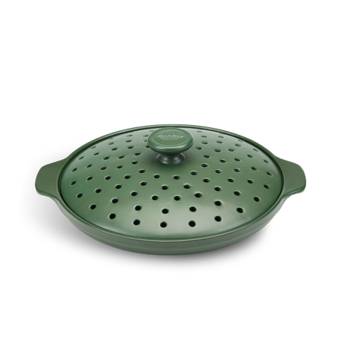 Chảo nướng dưỡng sinh sứ Minh Long Healthycook 28 cm + nắp có lỗ
