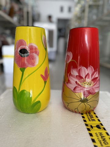 Lọ hoa gốm Bát Tràng sơn mài chuối S2